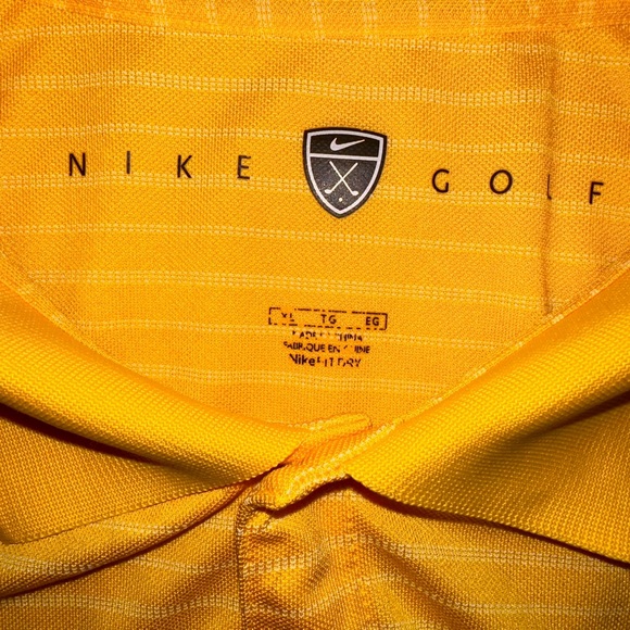NIKE Dri-Fit Tour Performance Gold Shirt, Yellow Stripe, Size XL, EOC - Picture 3 of 6
